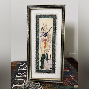 Vintage Hand-Painted with Khatam Marquetry Frame | Musician | Couple